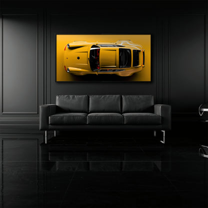 Porsche 911 Solar Surge Wall Art – Yellow Sports Car Canvas Print
