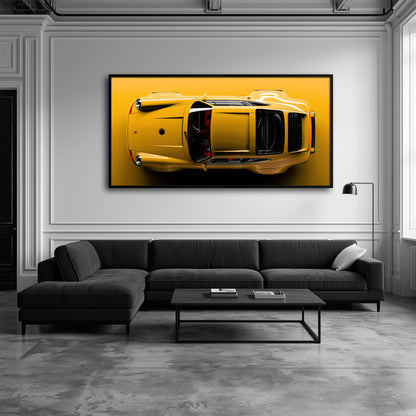 Porsche 911 Solar Surge Wall Art – Yellow Sports Car Canvas Print