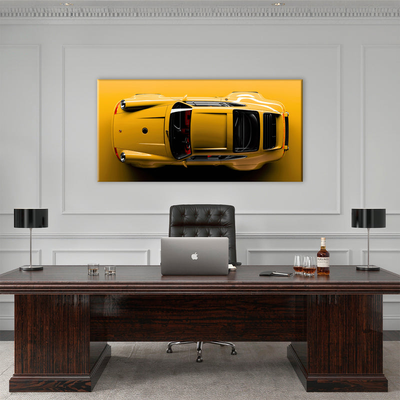 Porsche 911 Solar Surge Wall Art – Yellow Sports Car Canvas Print