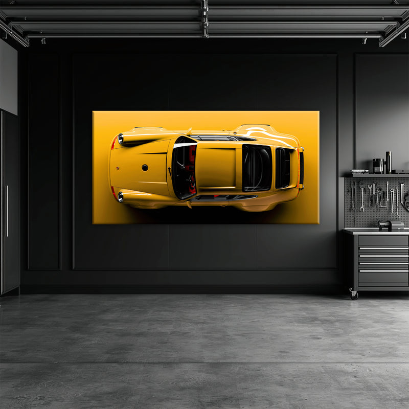 Porsche 911 Solar Surge Wall Art – Yellow Sports Car Canvas Print