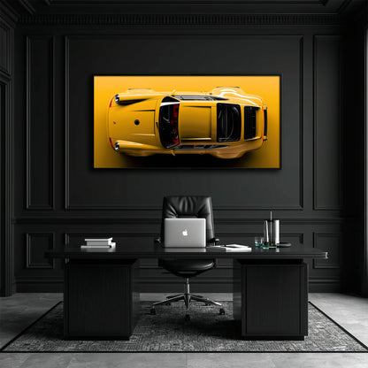 Porsche 911 Solar Surge Wall Art – Yellow Sports Car Canvas Print