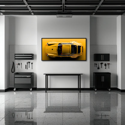 Porsche 911 Solar Surge Wall Art – Yellow Sports Car Canvas Print