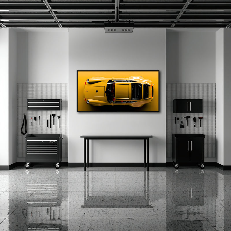 Porsche 911 Solar Surge Wall Art – Yellow Sports Car Canvas Print