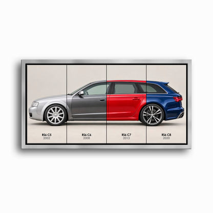 Audi RS6 Avant Evolution Poster & Canvas Wall Art | Caveson Framed Canvas / 12х24 / Silver Cars