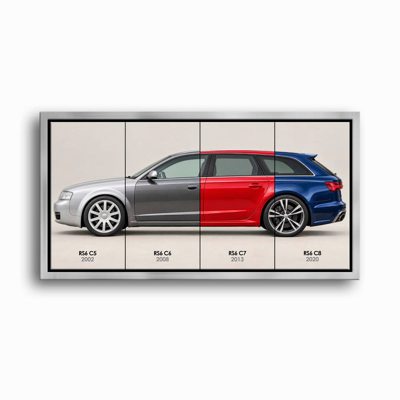 Audi RS6 Avant Evolution Poster & Canvas Wall Art | Caveson Framed Canvas / 12х24 / Silver Cars