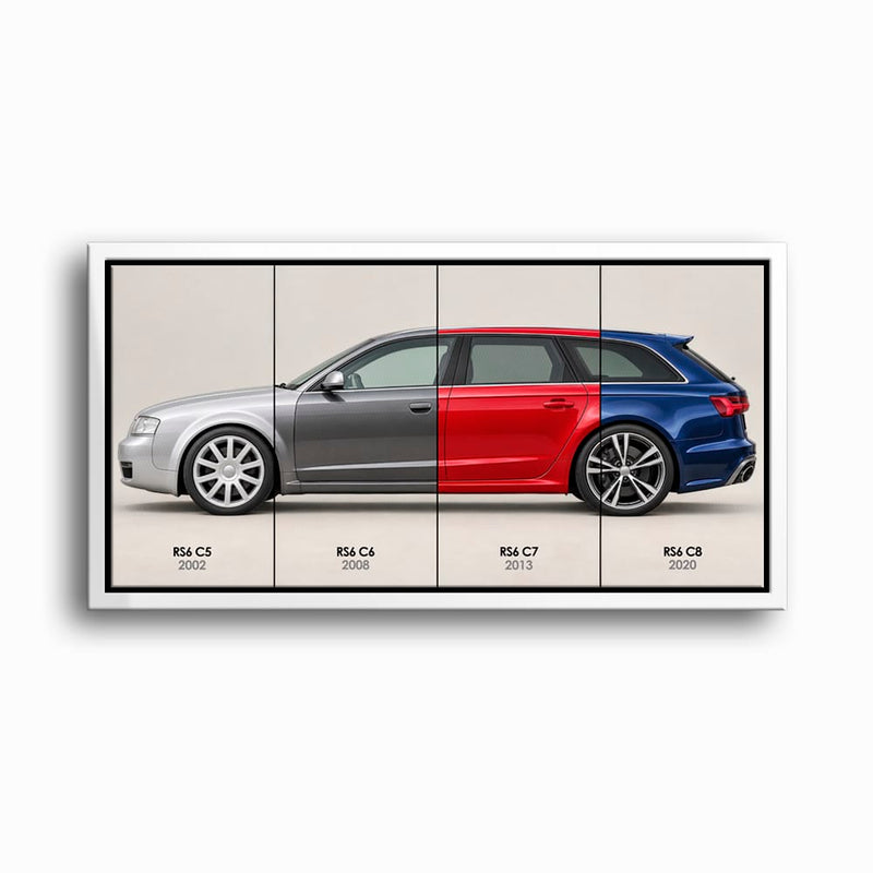 Audi RS6 Avant Evolution Poster & Canvas Wall Art | Caveson Framed Canvas / 12х24 / White Cars