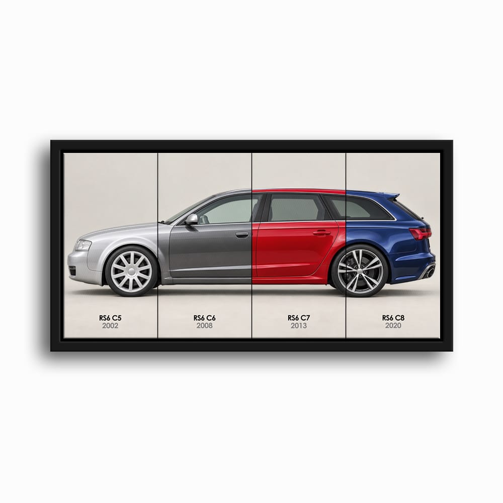 Audi RS6 Avant Evolution Poster & Canvas Wall Art | Caveson Framed Canvas / 12х24 / Black Cars