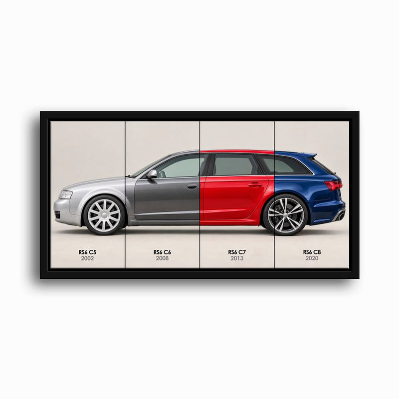 Audi RS6 Avant Evolution Poster & Canvas Wall Art | Caveson Framed Canvas / 12х24 / Black Cars