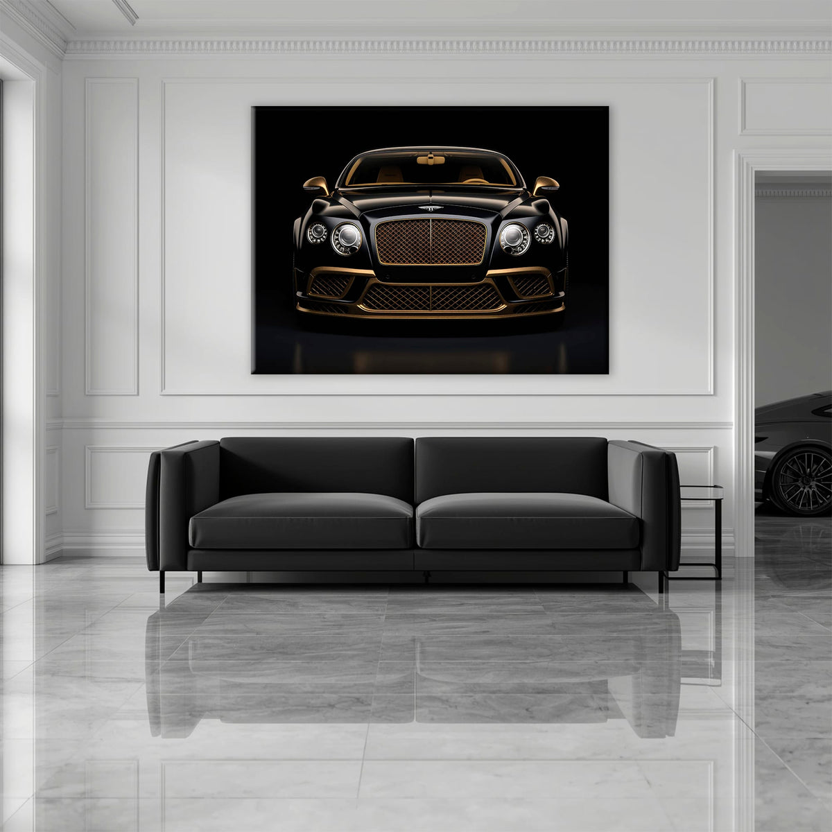 Bentley Continental GT Black Gold Wall Art – Luxury Coupe Canvas Print Cars