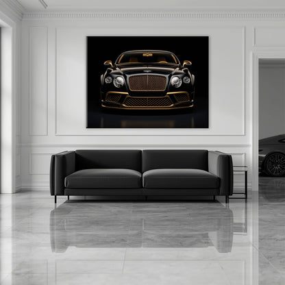 Bentley Continental GT Black Gold Wall Art – Luxury Coupe Canvas Print Cars