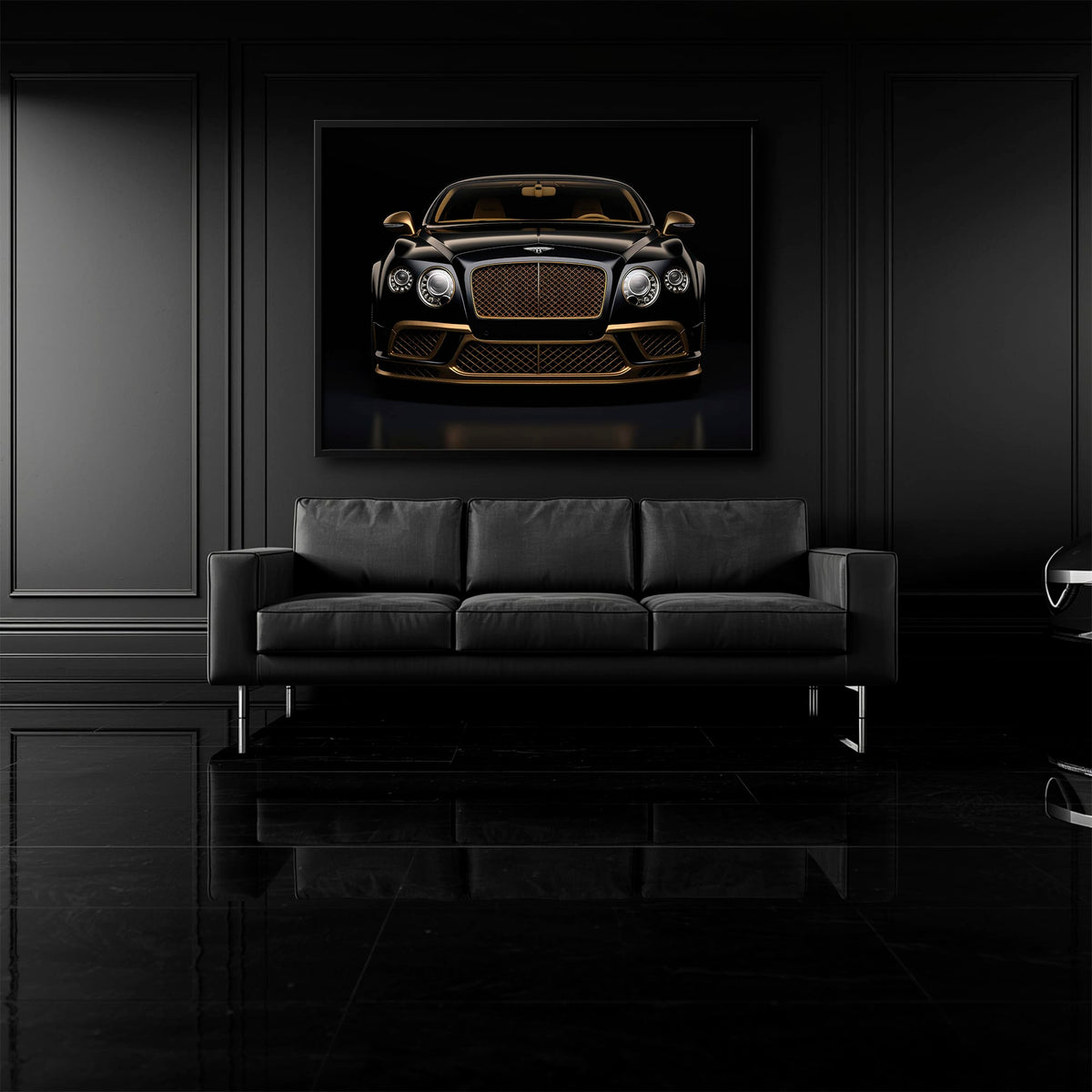 Bentley Continental GT Black Gold Wall Art – Luxury Coupe Canvas Print Cars