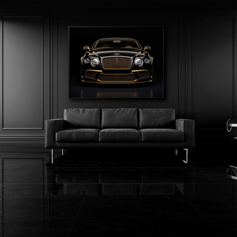 Bentley Continental GT Black Gold Wall Art – Luxury Coupe Canvas Print Cars