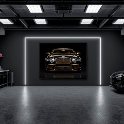 Bentley Continental GT Black Gold Wall Art – Luxury Coupe Canvas Print Cars