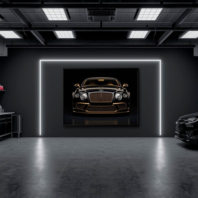 Bentley Continental GT Black Gold Wall Art – Luxury Coupe Canvas Print Cars