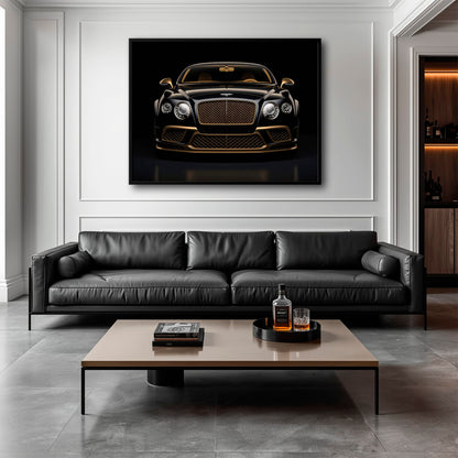 Bentley Continental GT Black Gold Wall Art – Luxury Coupe Canvas Print Cars