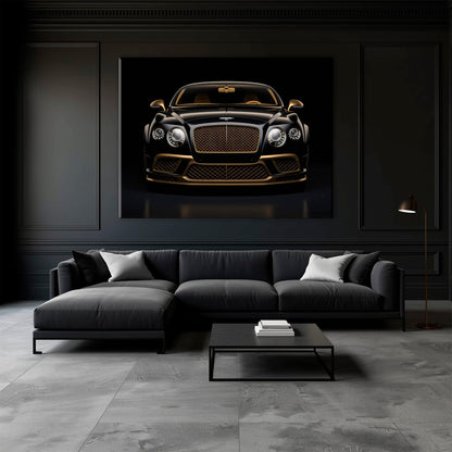 Bentley Continental GT Black Gold Wall Art – Luxury Coupe Canvas Print Cars