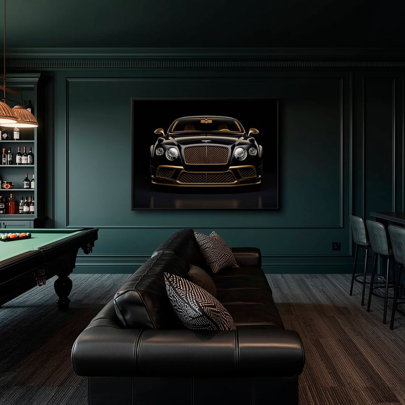 Bentley Continental GT Black Gold Wall Art – Luxury Coupe Canvas Print Cars