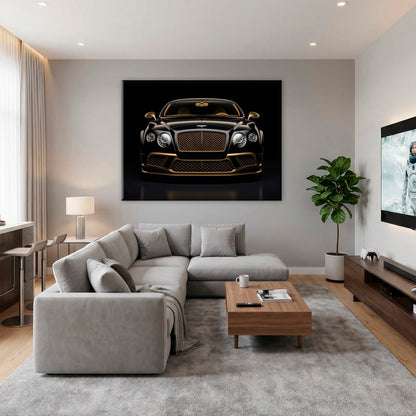 Bentley Continental GT Black Gold Wall Art – Luxury Coupe Canvas Print Cars