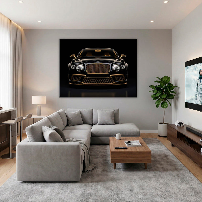 Bentley Continental GT Black Gold Wall Art – Luxury Coupe Canvas Print Cars