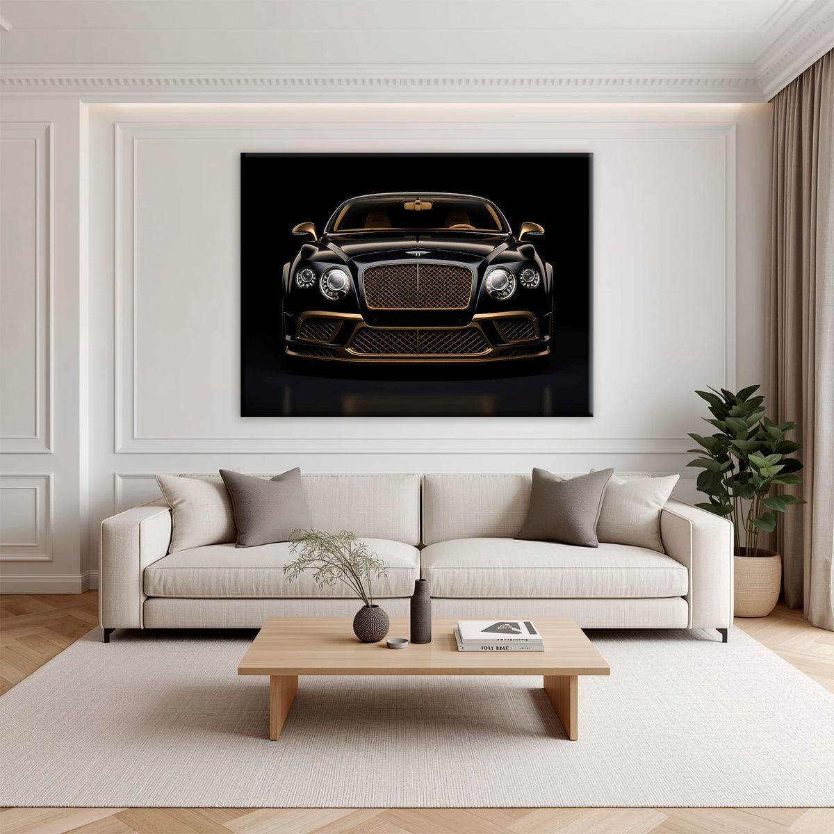 Bentley Continental GT Black Gold Wall Art – Luxury Coupe Canvas Print Cars