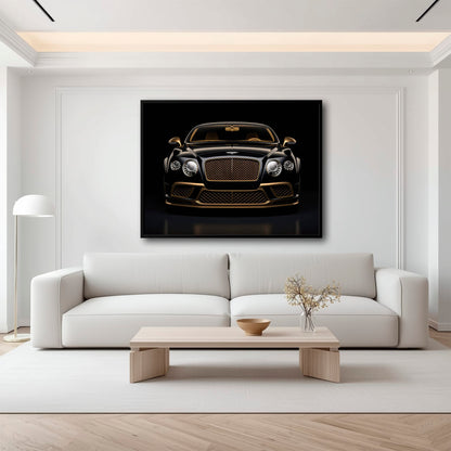 Bentley Continental GT Black Gold Wall Art – Luxury Coupe Canvas Print Cars