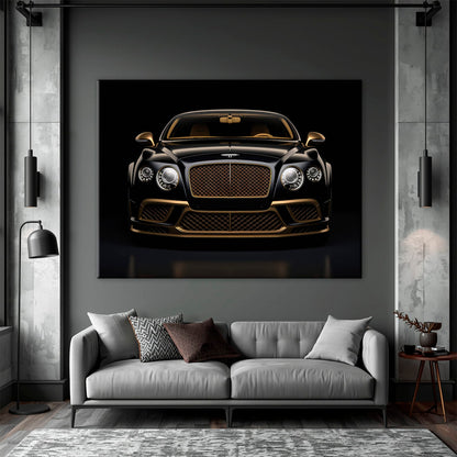Bentley Continental GT Black Gold Wall Art – Luxury Coupe Canvas Print Cars