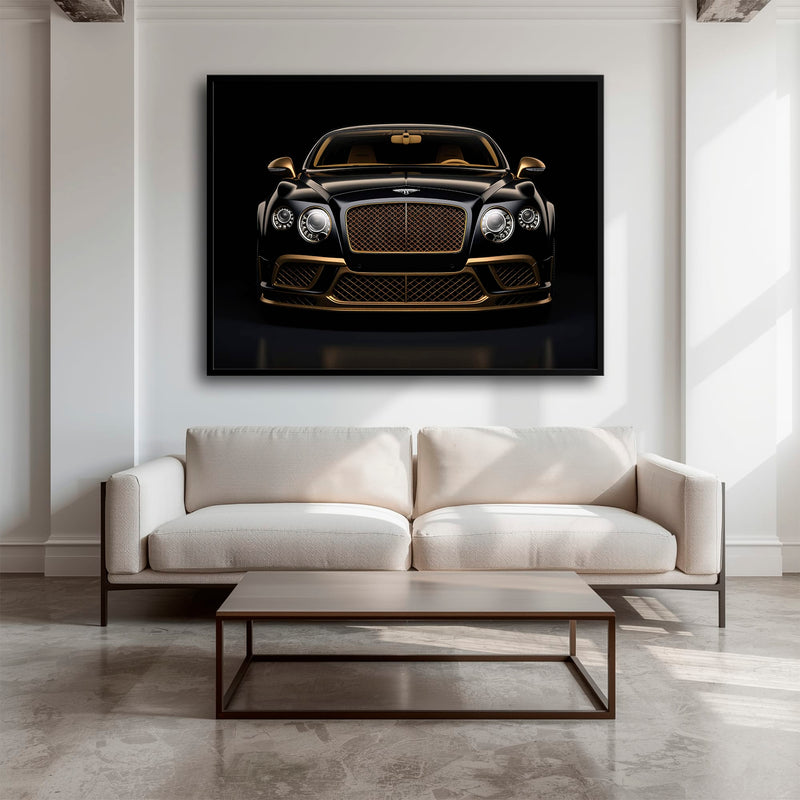 Bentley Continental GT Black Gold Wall Art – Luxury Coupe Canvas Print Cars