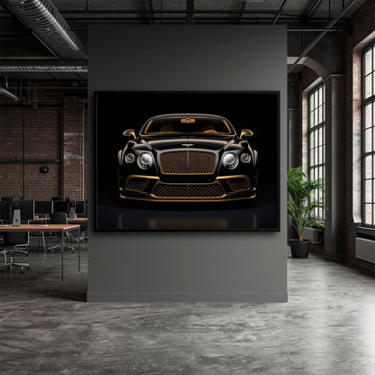 Bentley Continental GT Black Gold Wall Art – Luxury Coupe Canvas Print Cars