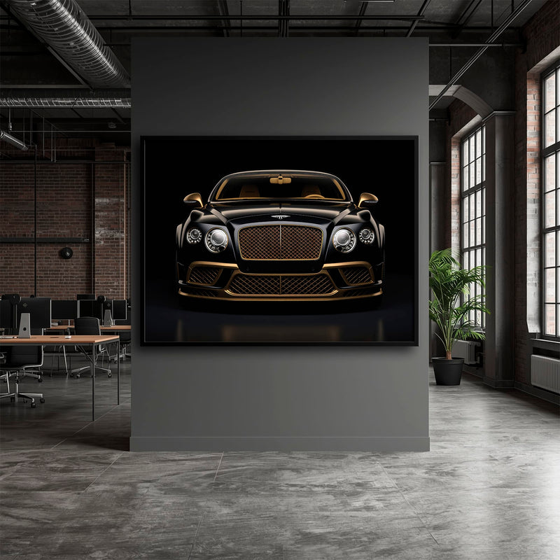 Bentley Continental GT Black Gold Wall Art – Luxury Coupe Canvas Print Cars