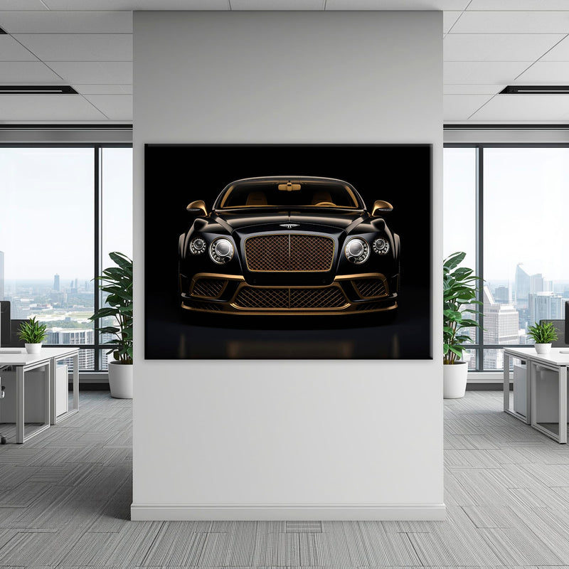 Bentley Continental GT Black Gold Wall Art – Luxury Coupe Canvas Print Cars