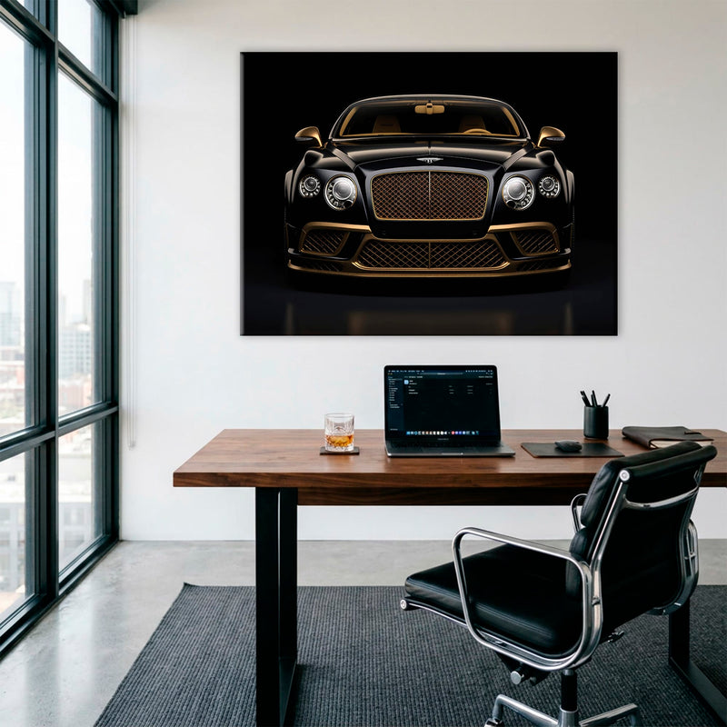 Bentley Continental GT Black Gold Wall Art – Luxury Coupe Canvas Print Cars