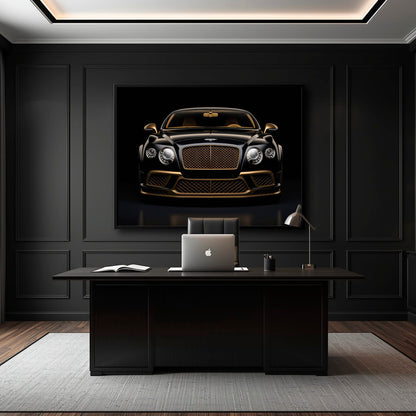 Bentley Continental GT Black Gold Wall Art – Luxury Coupe Canvas Print Cars