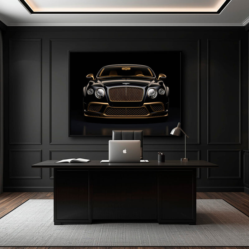 Bentley Continental GT Black Gold Wall Art – Luxury Coupe Canvas Print Cars