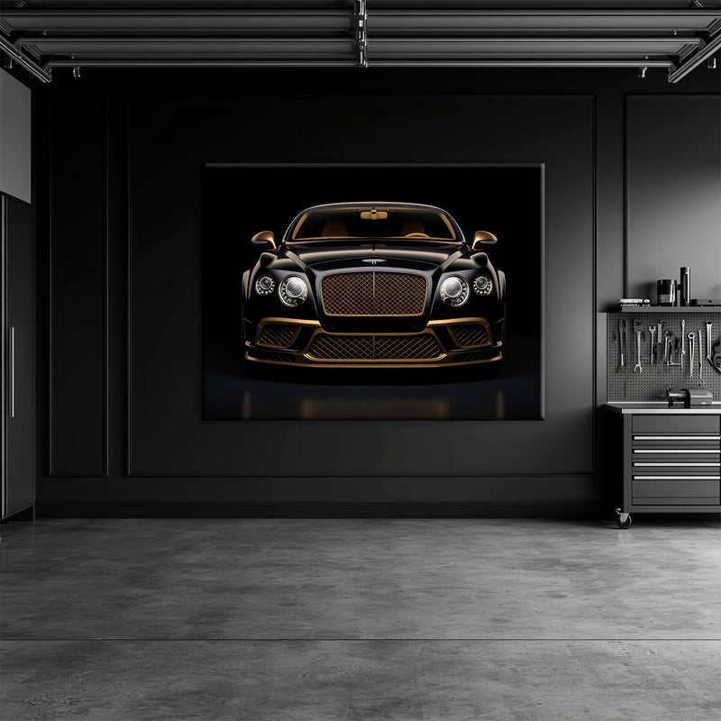 Bentley Continental GT Black Gold Wall Art – Luxury Coupe Canvas Print Cars