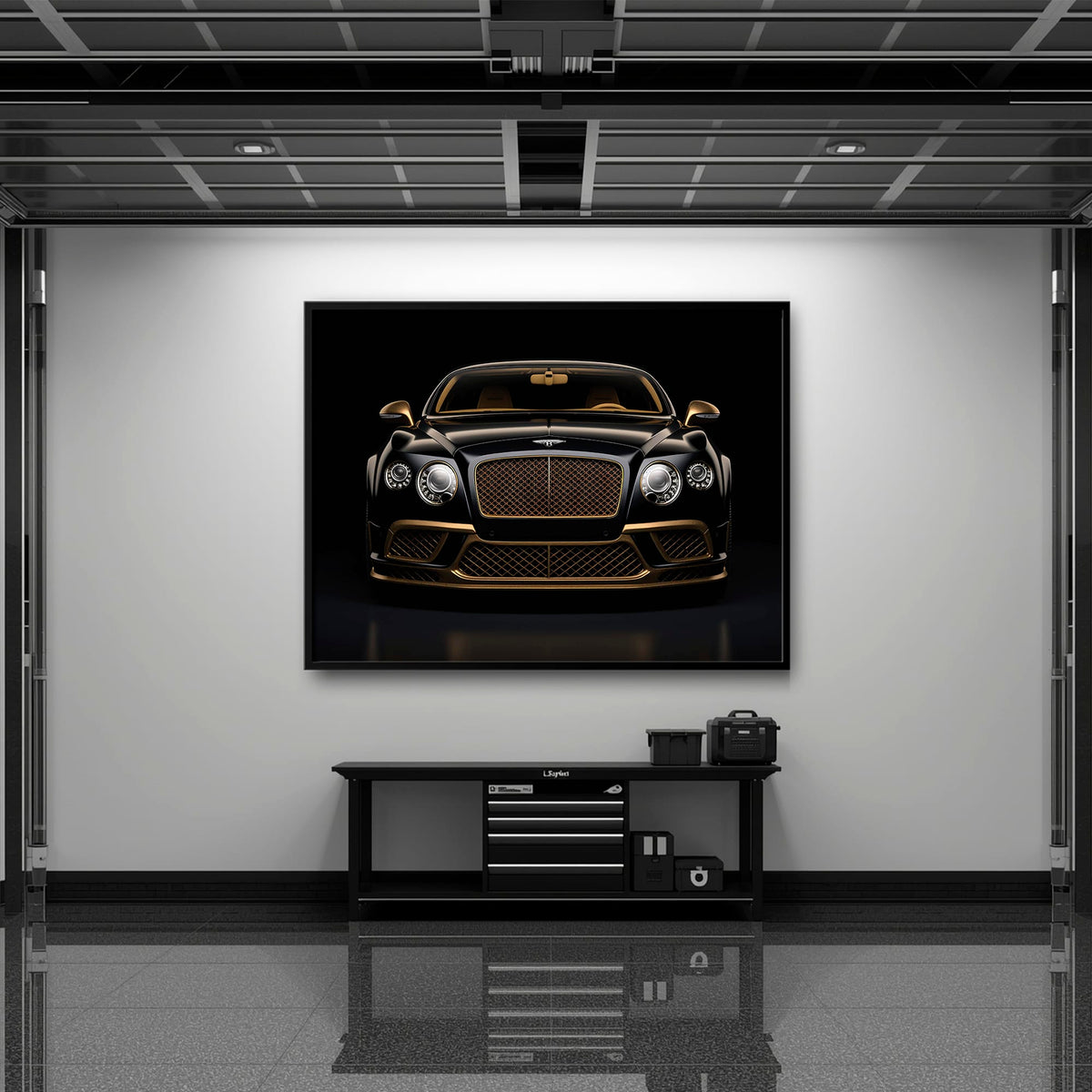 Bentley Continental GT Black Gold Wall Art – Luxury Coupe Canvas Print Cars