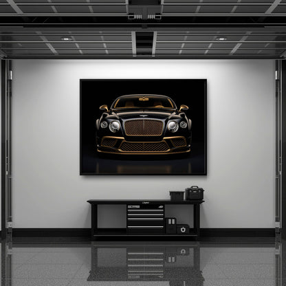 Bentley Continental GT Black Gold Wall Art – Luxury Coupe Canvas Print Cars