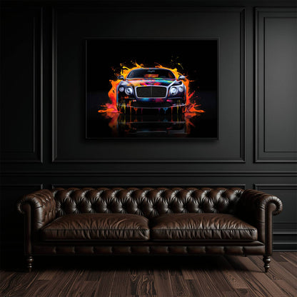 Bentley Continental GT Wall Art – Colorful Pop Art Canvas Print Cars