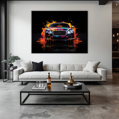 Bentley Continental GT Wall Art – Colorful Pop Art Canvas Print Cars