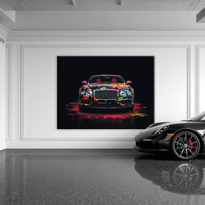 Bentley GT Canvas Print – Graffiti Car Wall Art– Automotive Decor Cars