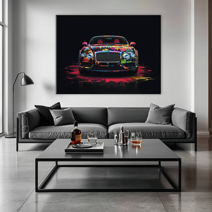 Bentley GT Canvas Print – Graffiti Car Wall Art– Automotive Decor Cars