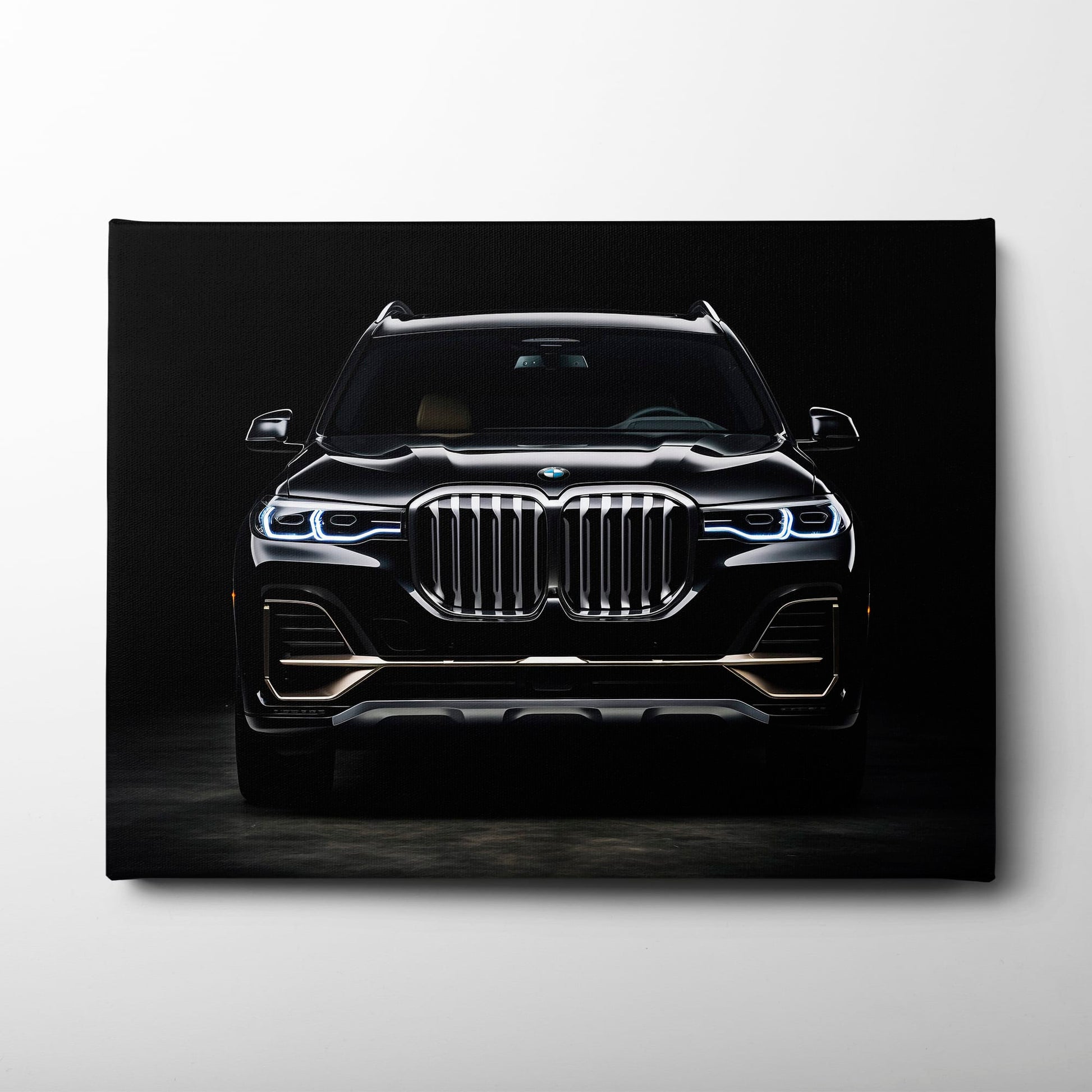 BMW X7 Midnight Grille Wall Art – Black Luxury SUV Canvas Print Cars