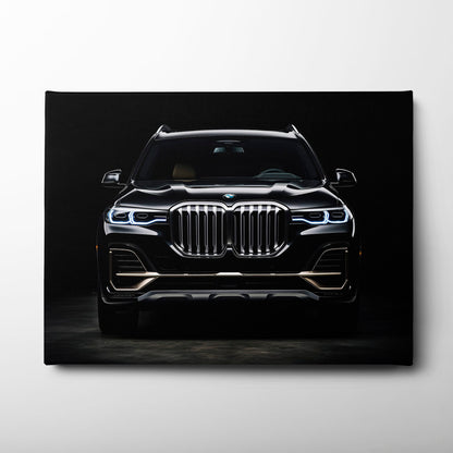 BMW X7 Midnight Grille Wall Art – Black Luxury SUV Canvas Print Cars