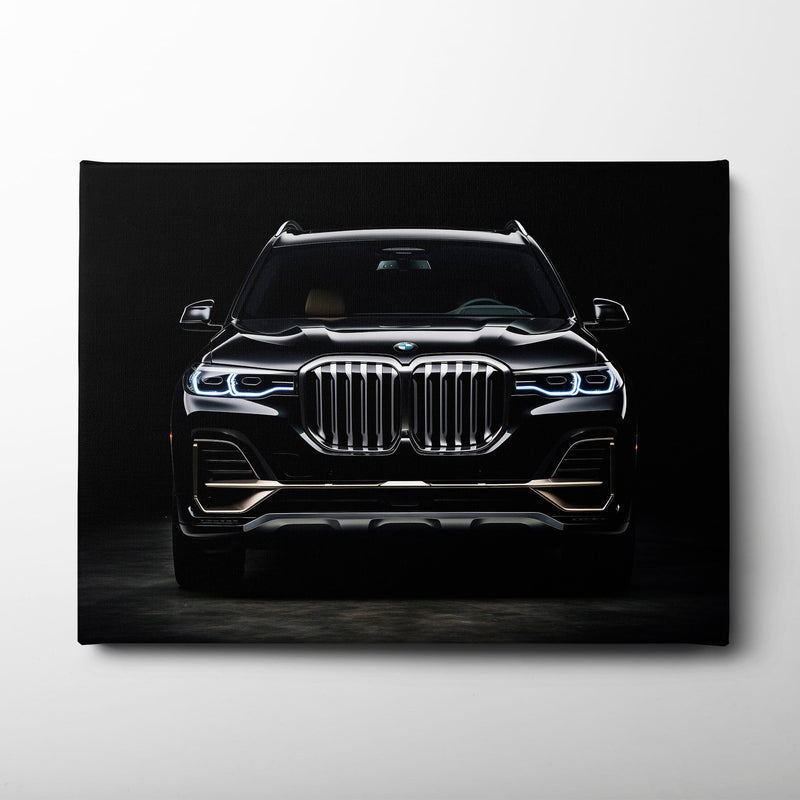 BMW X7 Midnight Grille Wall Art – Black Luxury SUV Canvas Print Cars
