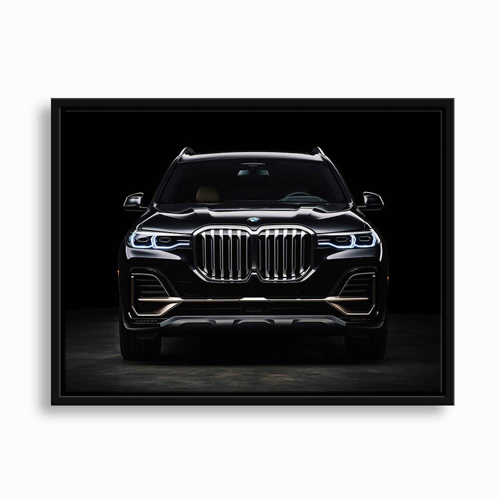 BMW X7 Midnight Grille Wall Art – Black Luxury SUV Canvas Print Cars