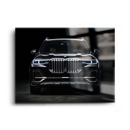 BMW X7 Midnight Grille Wall Art – Black Luxury SUV Canvas Print Cars