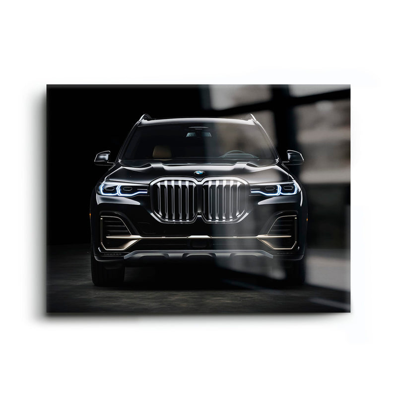 BMW X7 Midnight Grille Wall Art – Black Luxury SUV Canvas Print Cars