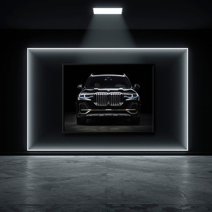 BMW X7 Midnight Grille Wall Art – Black Luxury SUV Canvas Print Cars