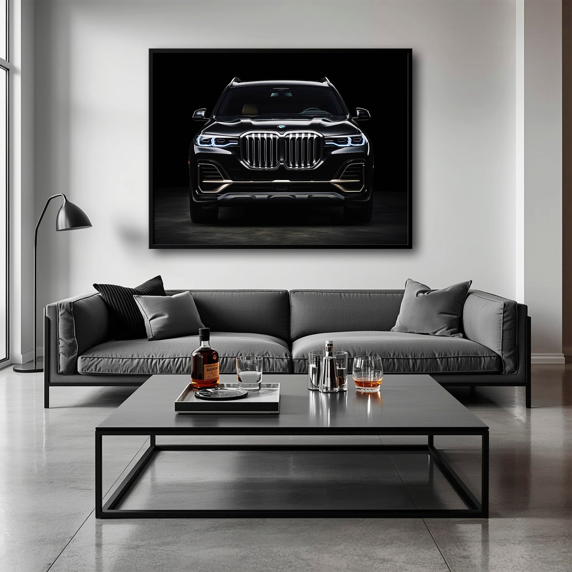 BMW X7 Midnight Grille Wall Art – Black Luxury SUV Canvas Print Cars