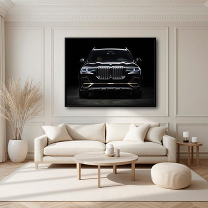 BMW X7 Midnight Grille Wall Art – Black Luxury SUV Canvas Print Cars