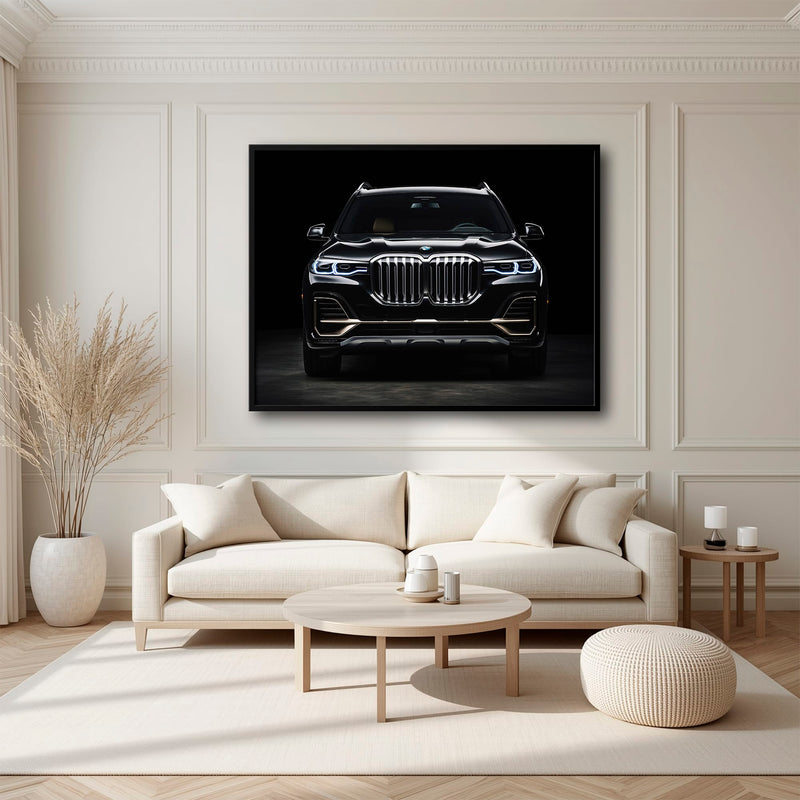 BMW X7 Midnight Grille Wall Art – Black Luxury SUV Canvas Print Cars